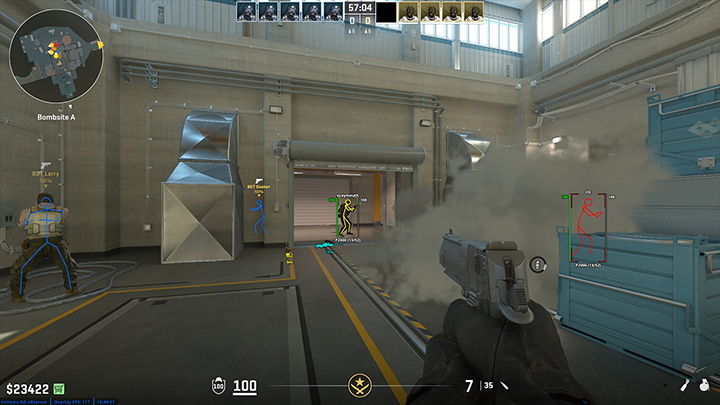 An in-game screenshot showcasing the CS2 cheat